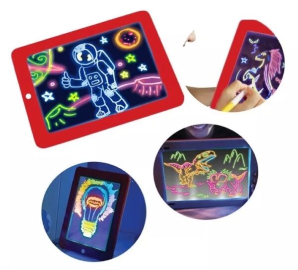 Tableta De Dibujo Con Luz Led Magic Pad 3 Marcadores - Imagen 4