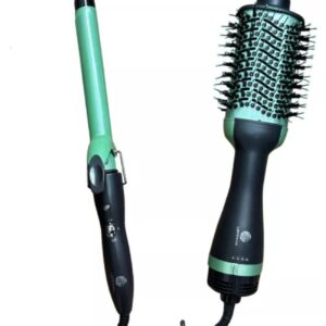 Combo Cepillo Secador Para Cabello Y Pinza Rizadora Aguacate Lemman