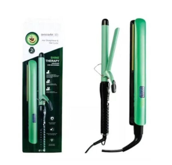 Combo Plancha Para Cabello Y Pinza Rizadora Aguacate Lemman - Imagen 2