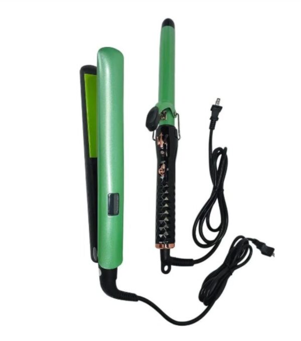 Combo Plancha Para Cabello Y Pinza Rizadora Aguacate Lemman