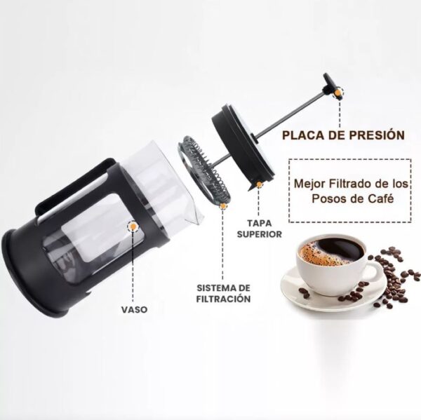 Cafetera Prensa Manual Francesa Vidrio Para Cafe 800 ML - Imagen 3