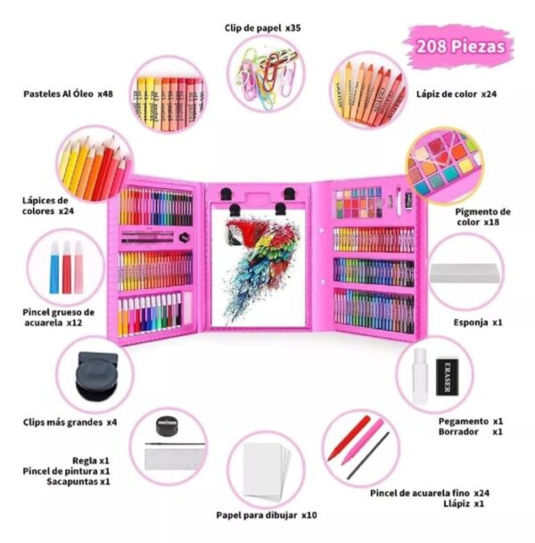 Set De Arte Maleta Para Niños 208 Piezas Creatividad Dibujo - Imagen 3