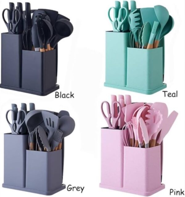 Set Utensilios Cocina Silicona 19 Pz Resistentes Al Calor