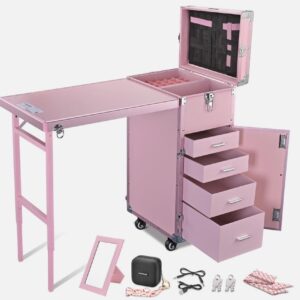 Mesa Maleta De Manicura Plegable Con Ruedas