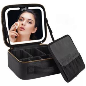 Estuche De Maquillaje Con Espejo Divisiones Luz Led 3 Modos