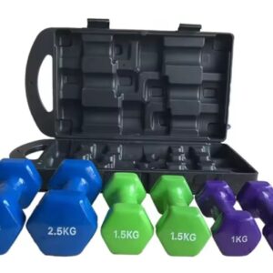 Kit De Mancuernas Encauchetadas De 10 Kg Con Estuche Rigido