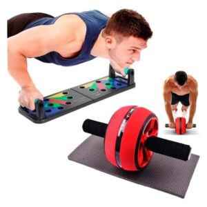 Rueda Abdominal Mas Barras Tapete Push Up Flexiones