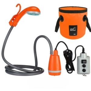 Ducha Portátil Eléctrica Con Bomba De Agua Y Cubo Plegable