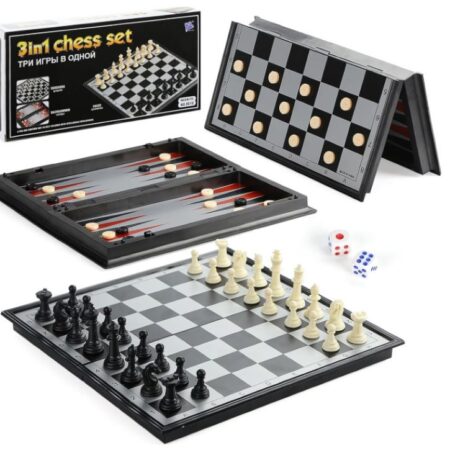 Juego De Ajedrez Magnético 3 En 1 Plegable Portátil.