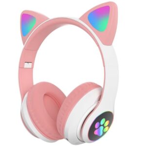 Audífonos Diadema Bluetooth Rgb Orejas Gato Fly