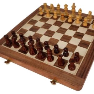 Juego De Ajedrez Magnético De Madera Plegable Portátil