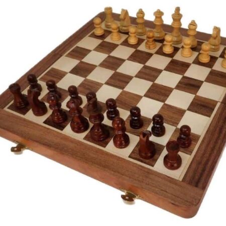 Juego De Ajedrez Magnético De Madera Plegable Portátil