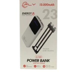 Power Bank FLY 13.000 Mah Carga Rápida A-160 USB 3 Cables