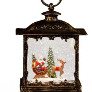 Farol Navideño Retro Efecto Nieve Luz Y Sonido