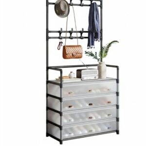 Organizador Zapatos Metálico Con Perchero Zapatero 5 Niveles Con Tapa