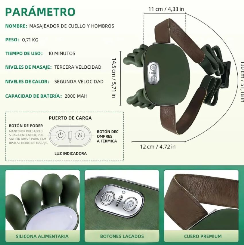 Masajeador Eléctrico Cuello Hombros Manitos Portátil - Imagen 2