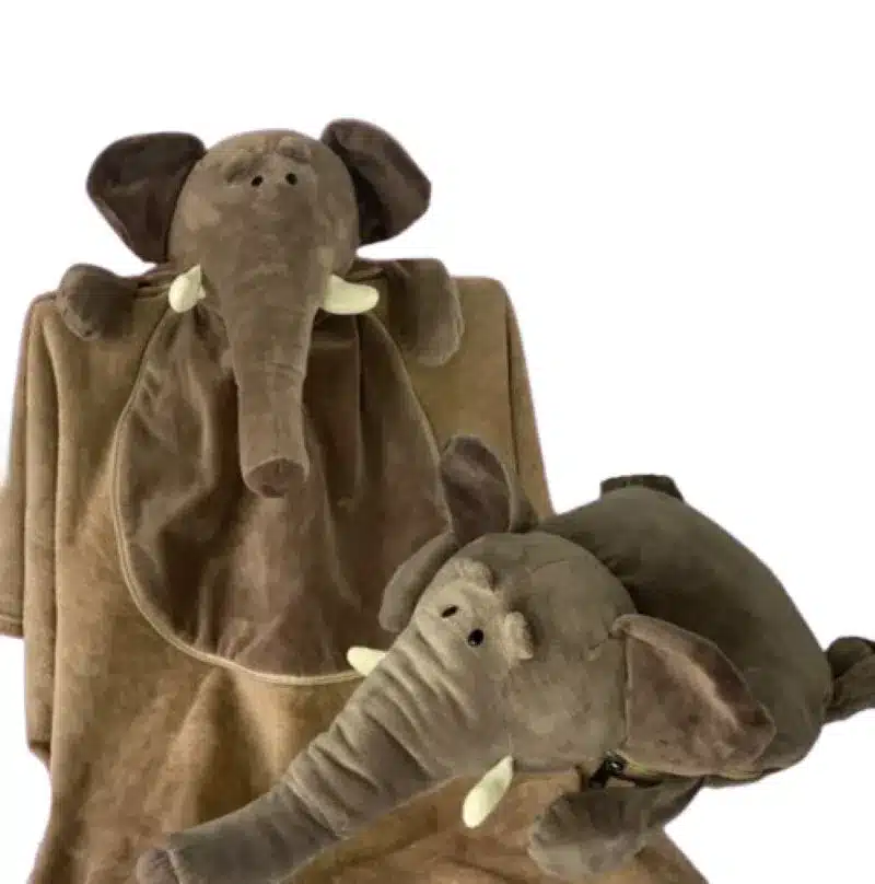 Peluche 2 En 1 Con Cobija Incluida Cojín Animalitos Elefante