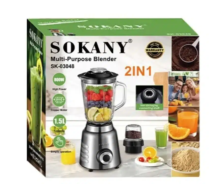 Licuadora Sokany Sk-03048 800w 1.5 lt Vaso De Vidrio - Imagen 4