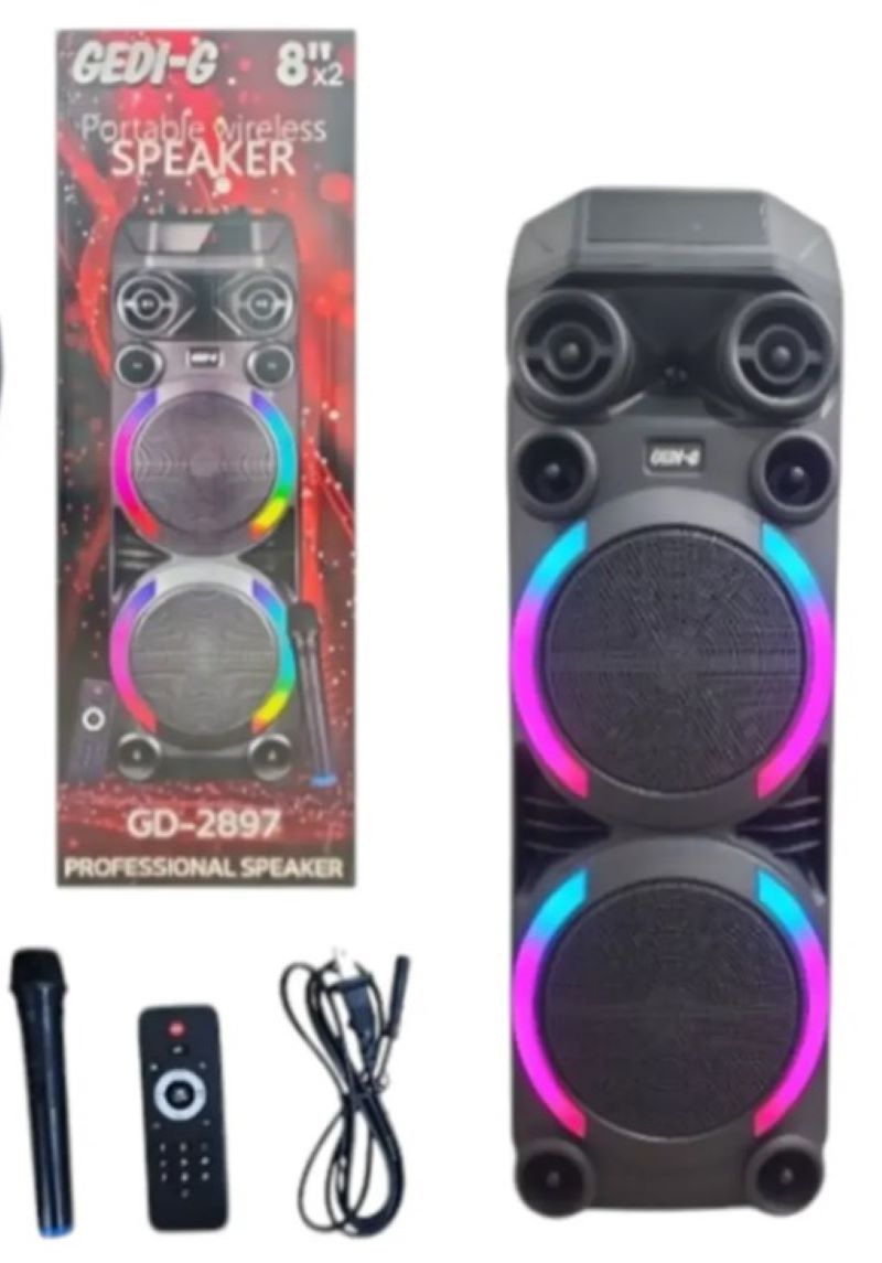 Parlante Portátil GD-2897 8 Pulgadas x 2 Led RGB Micrófono - Imagen 4