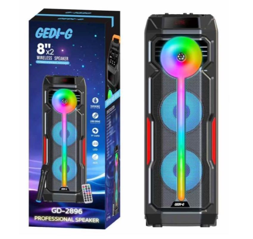 Parlante Portátil GD-2896 8 Pulgadas x 2 Led RGB Micrófono - Imagen 5
