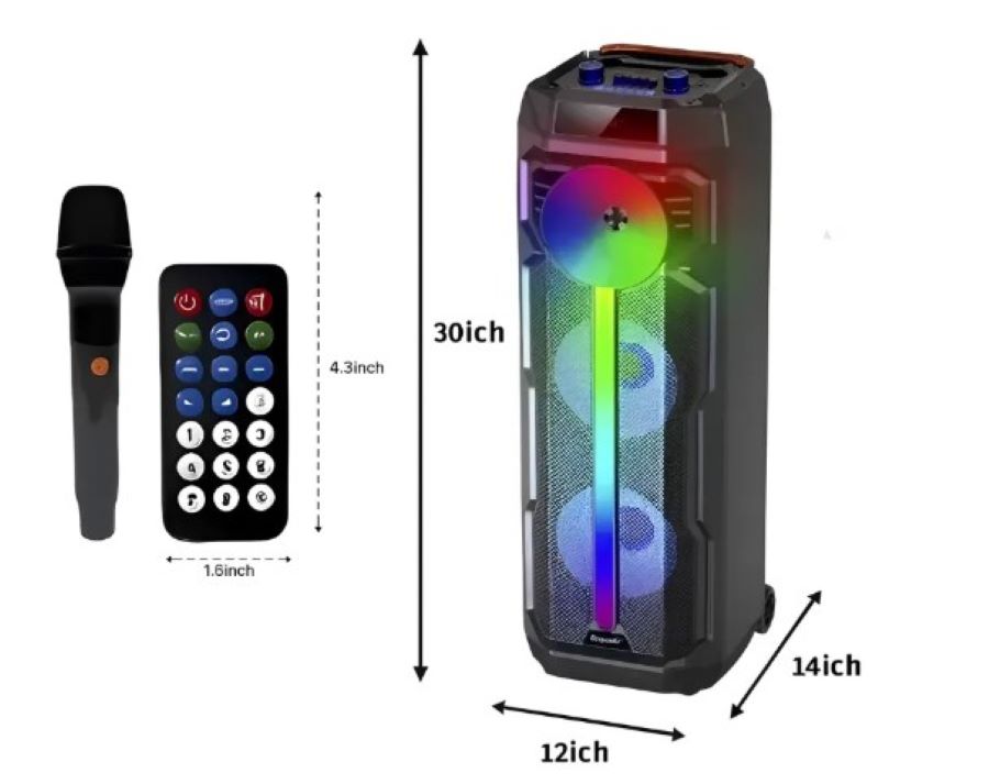 Parlante Portátil GD-2896 8 Pulgadas x 2 Led RGB Micrófono - Imagen 3