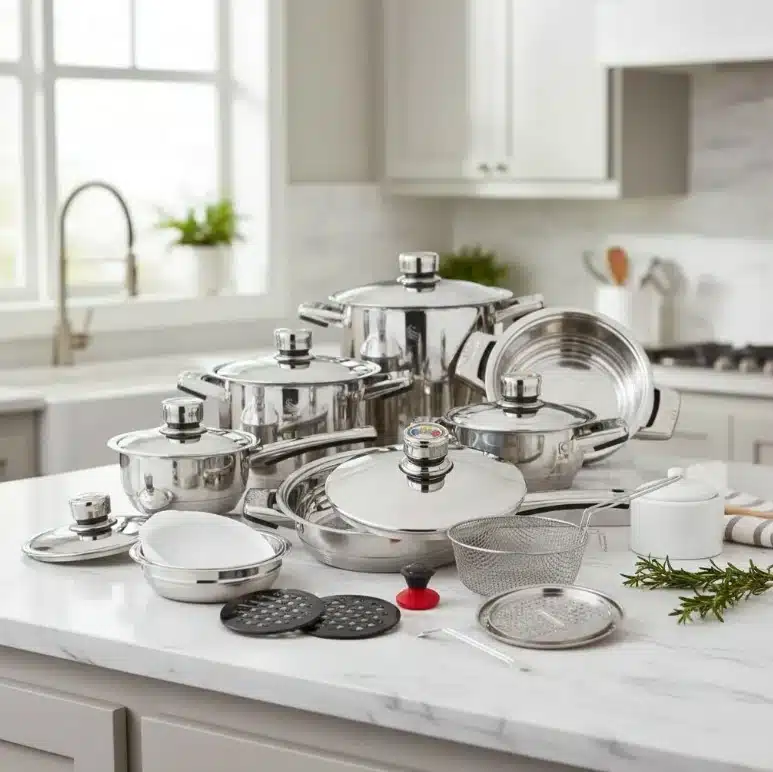 Set De Ollas Y Accesorios Swiss Home 21 Piezas En Acero - Imagen 3
