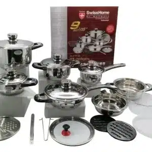 Set De Ollas Y Accesorios Swiss Home 21 Piezas En Acero