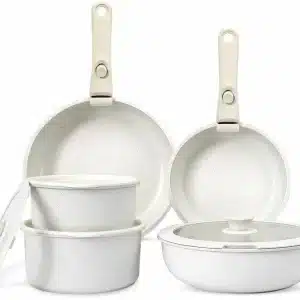 Juego Ollas Antiadherentes Aluminio Mango Extraíble 11 Pz Blanco