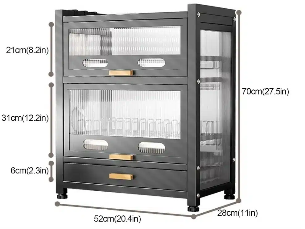 Escurridor Con Gabinete Doble Con Tapa Y Cajón Organizador - Imagen 3