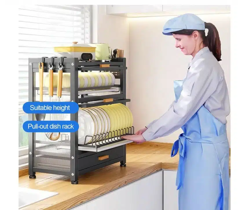 Escurridor Con Gabinete Doble Con Tapa Y Cajón Organizador - Imagen 4