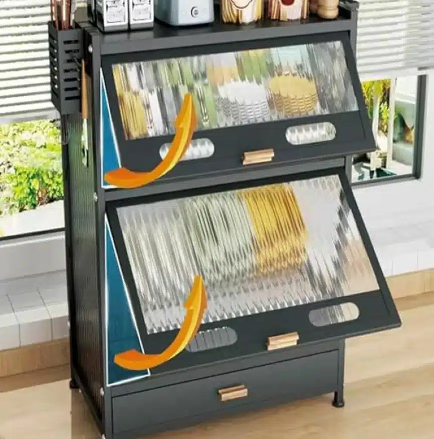 Escurridor Con Gabinete Doble Con Tapa Y Cajón Organizador - Imagen 2