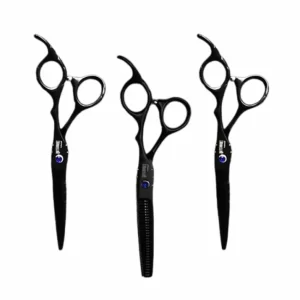 Kit de Tijeras Diamantado Negro Peluquería Profesional Roterbart