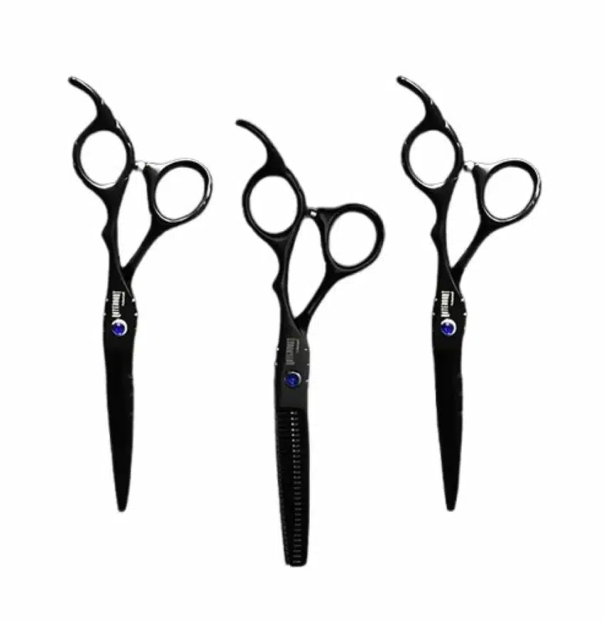 Kit de Tijeras Diamantado Negro Peluquería Profesional Roterbart