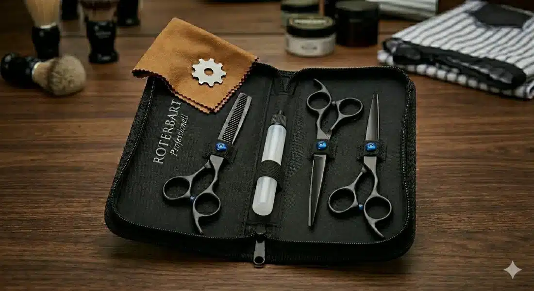 Kit de Tijeras Diamantado Negro Peluquería Profesional Roterbart Professionell - Imagen 5