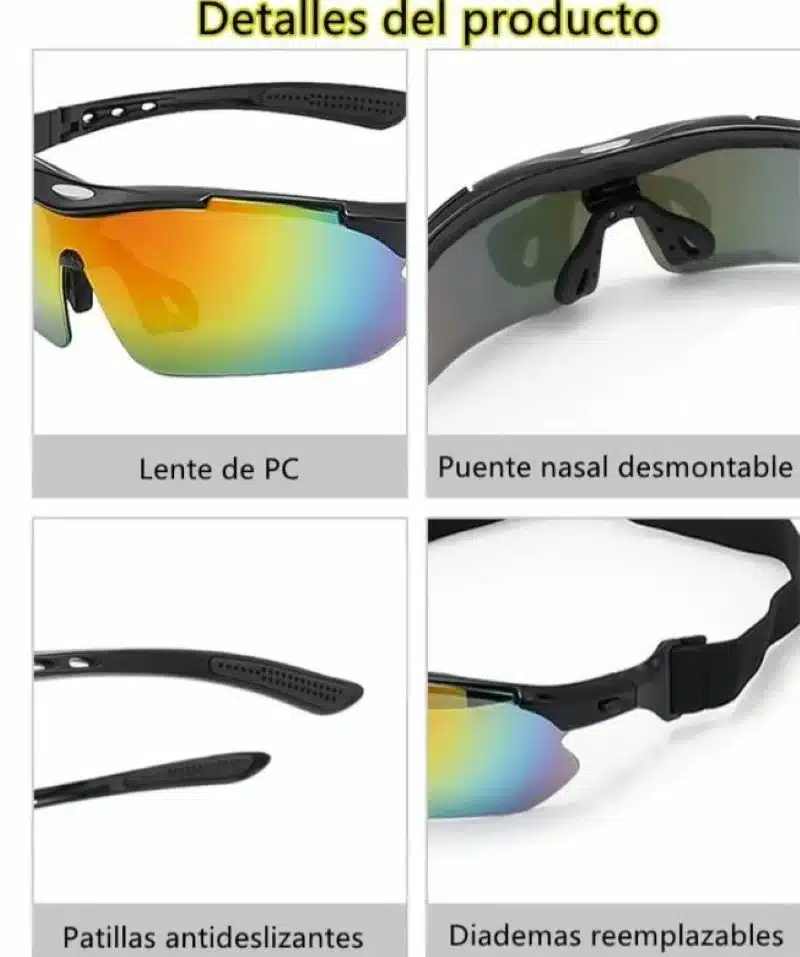 Gafas Deportivas Polarizadas Set 5 Lentes Intercambiables - Imagen 6