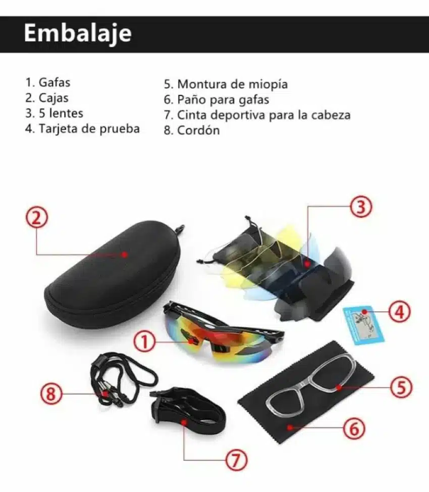 Gafas Deportivas Polarizadas Set 5 Lentes Intercambiables - Imagen 3