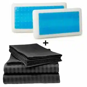 combo sabana negra con 2 almohadas grandes.