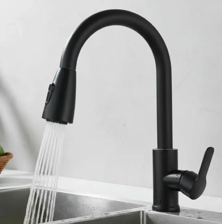Grifería Llave Lavaplatos Extensible Monomando Acero Inoxidable Negro Mate - Imagen 5