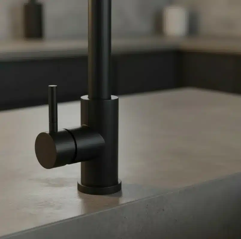 Grifería Llave Lavaplatos Extensible Monomando Acero Inoxidable Negro Mate Con Manija Tipo Bastón - Imagen 4