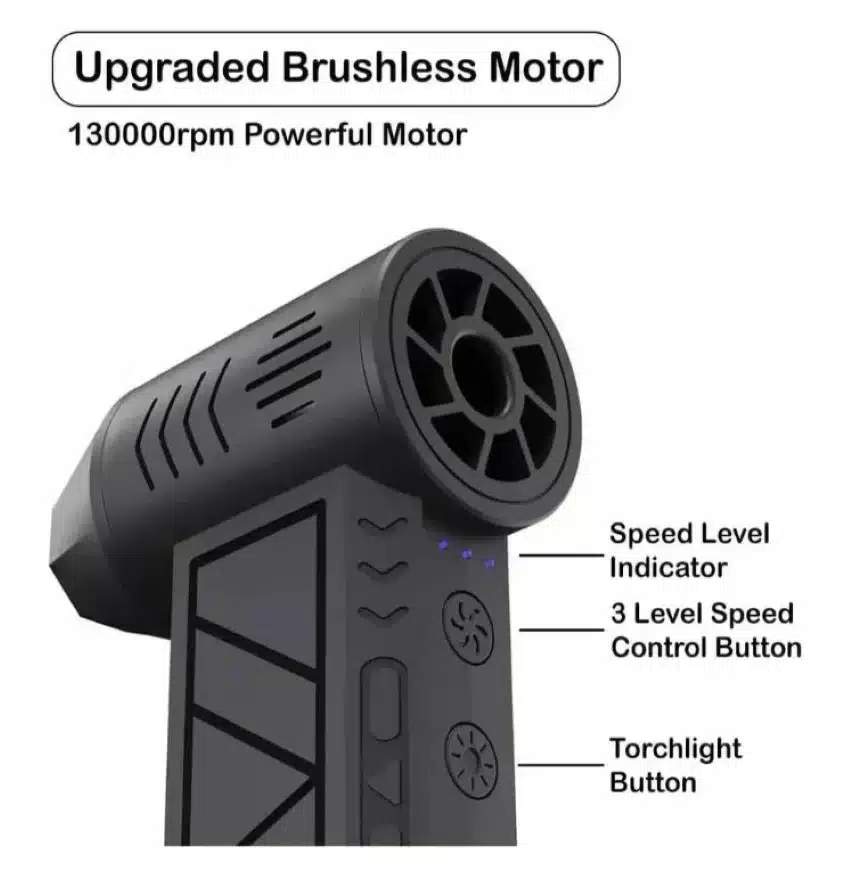 Soplador Aire Portátil Mini Jet Turbo Con Luz Led Recargable - Imagen 3
