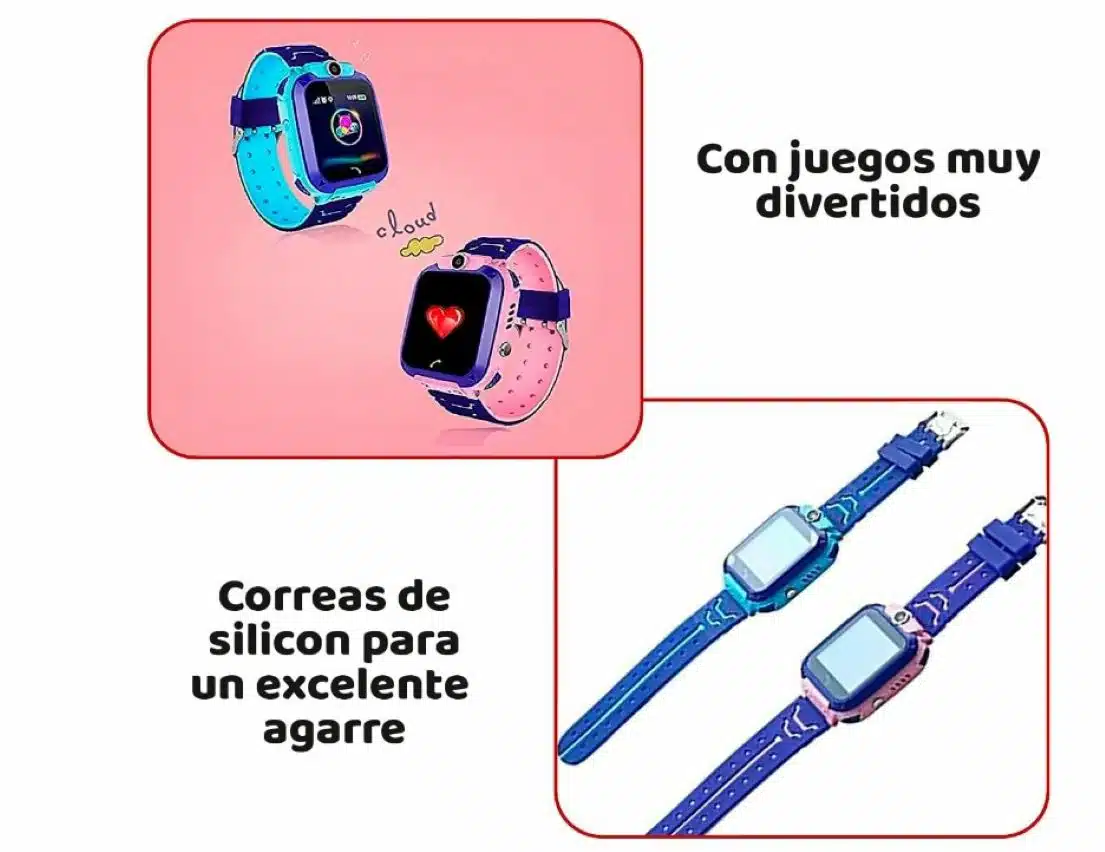 Reloj Inteligente Niños Táctil Tarjeta Sim GPS Teléfono Rosa - Imagen 3