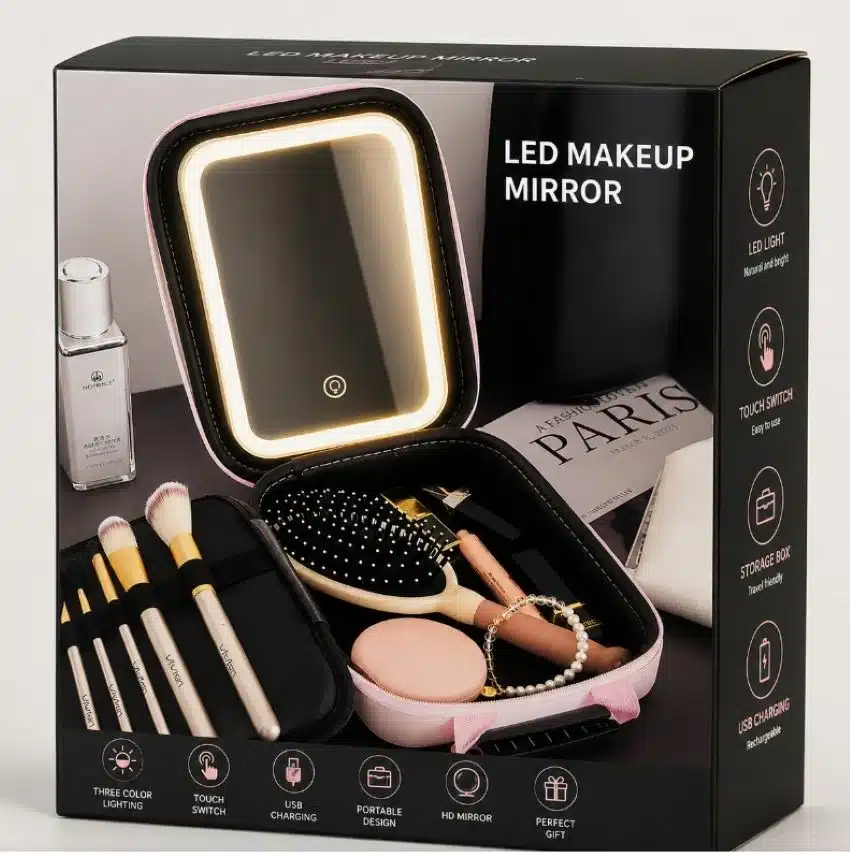 Estuche De Maquillaje Con Espejo Neceser Luz Led - Imagen 5