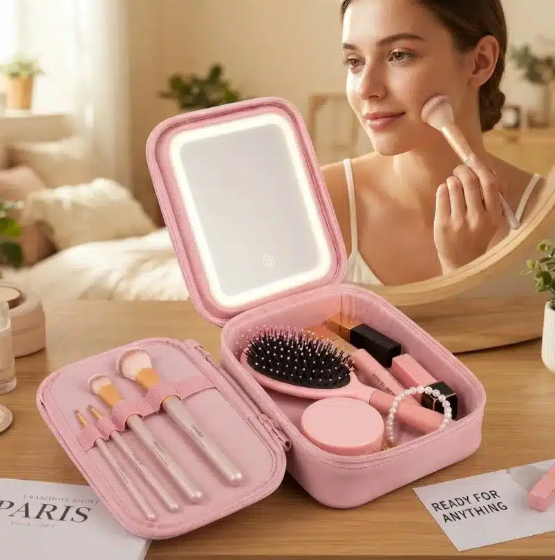 Estuche De Maquillaje Con Espejo Neceser Luz Led - Imagen 4