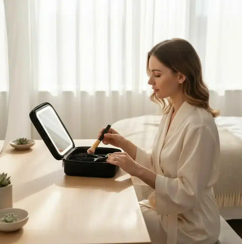 Estuche De Maquillaje Con Espejo Neceser Luz Led - Imagen 2