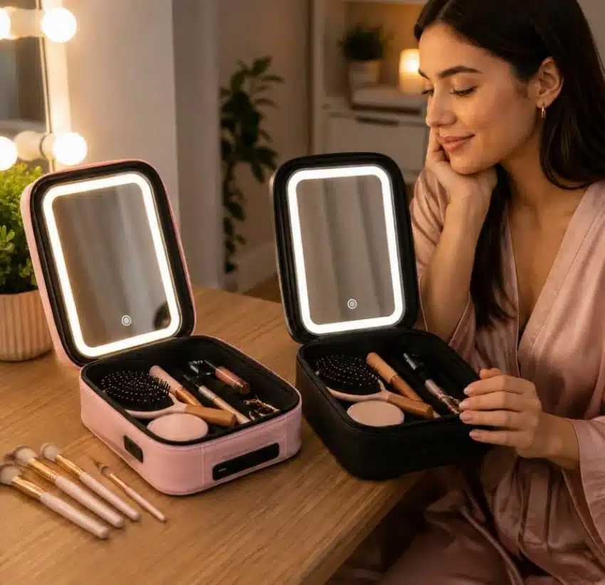 Estuche De Maquillaje Con Espejo Neceser Luz Led - Imagen 7