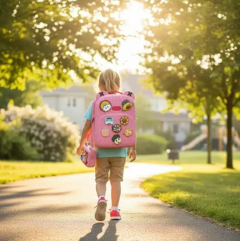Morral Infantil Con Cartuchera En Silicona Con Pines De Dibujos Animados - Imagen 3