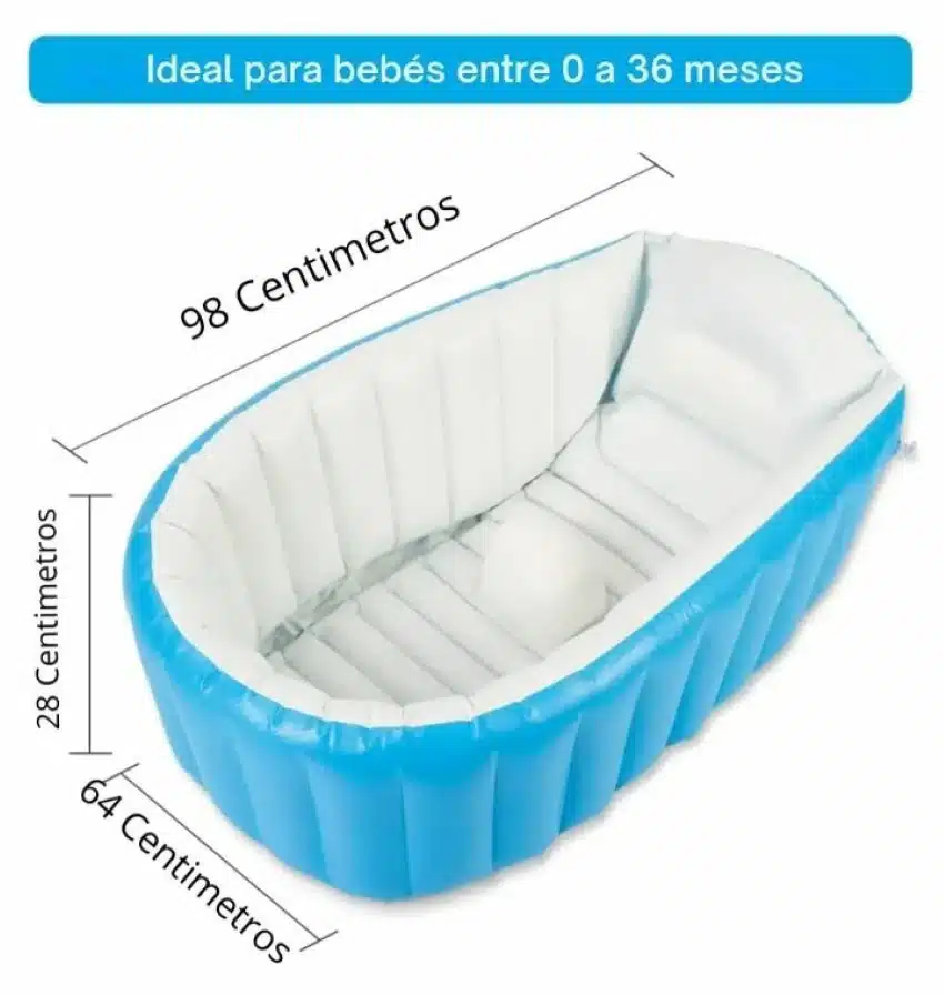 Bañera Tina Inflable Portatil Para Bebés Azul - Imagen 5