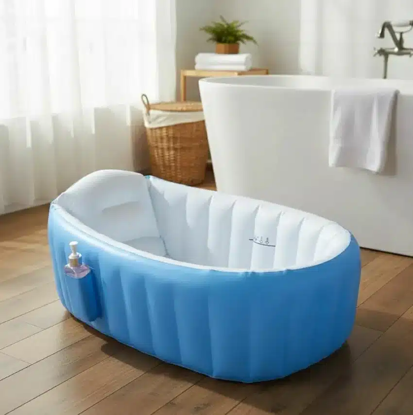 Bañera Tina Inflable Portatil Para Bebés Azul - Imagen 6