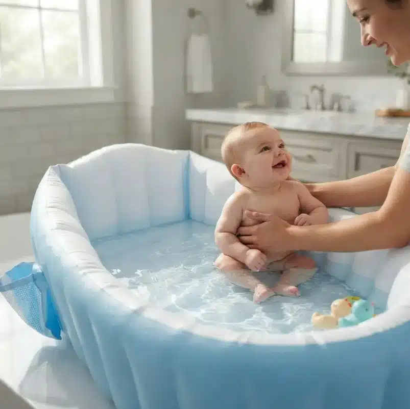 Bañera Tina Inflable Portatil Para Bebés Azul - Imagen 3