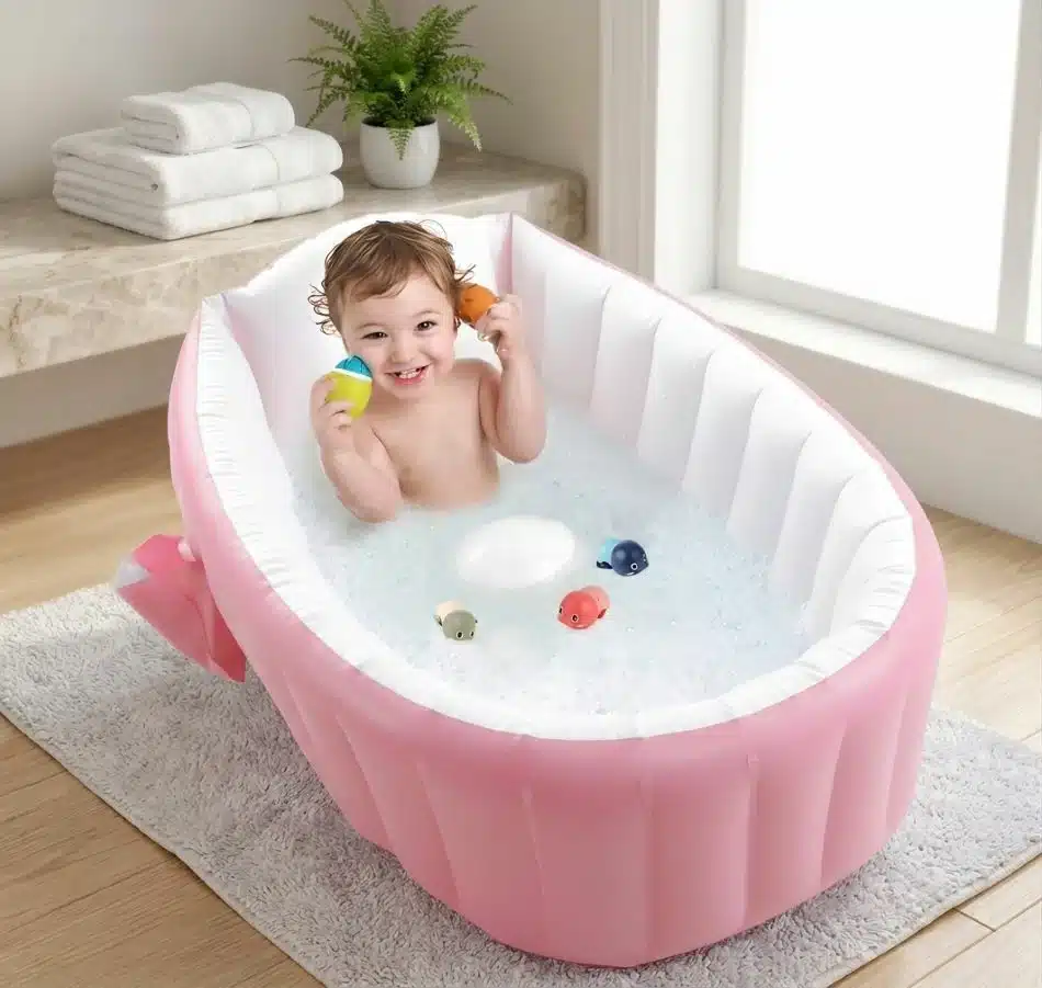 Bañera Tina Inflable Portatil Para Bebés Rosa - Imagen 5
